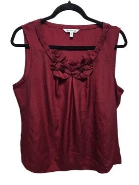 croft & barrow Burgundy Sleeveless Ruffle-Accent Top